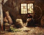 埃弗特彼特斯 - A Peasant Woman Combing Wool